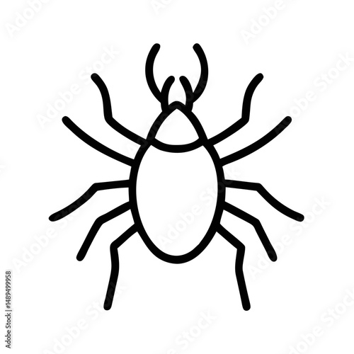 Outline Icon of Mite or Tick Insect Vector Isolated on White Background