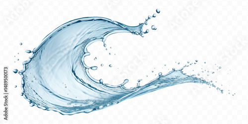 smooth liquid water splash in curve style isolated on transparent background