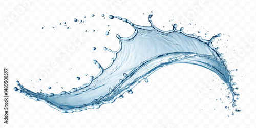 smooth liquid water splash in curve style isolated on transparent background
