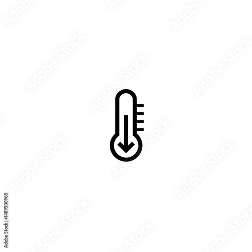 Thermometer icon shows falling temperature on white background low