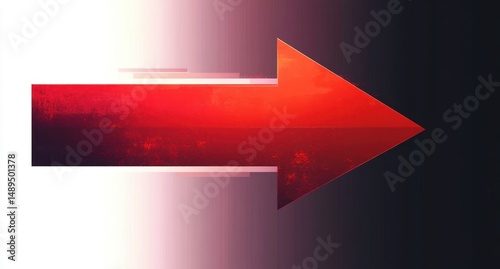 Large red arrow pointing to the right on a gradient background transitioning from light to dark with a textured and slightly distressed effect