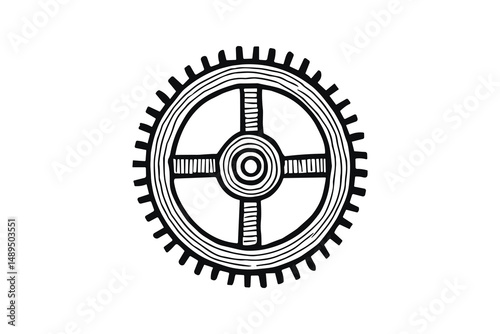 Hand-drawn gear illustration conveys mechanical concept nicely
