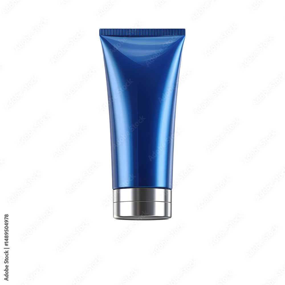 A sleek and modern blue cosmetic tube with a cap representing a skincare or haircare product A sleek and modern blue cosmetic tube with a cap representing a skincare or haircare product