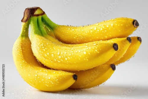 A bunch of organic bananas with slight imperfections, isolated on a white background to emphasize natural freshness
