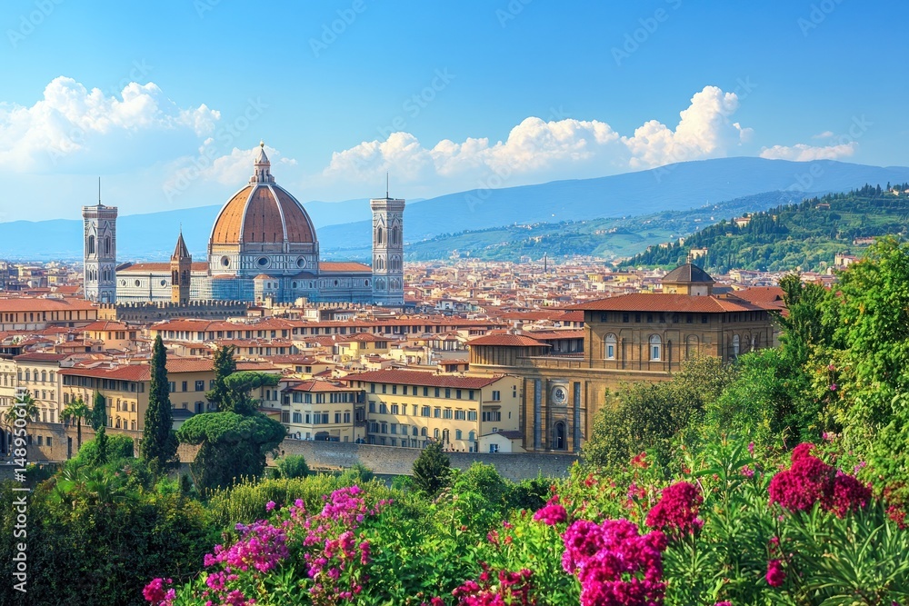 Obraz premium Florence Cathedral and the Cityscape from Boboli Gardens