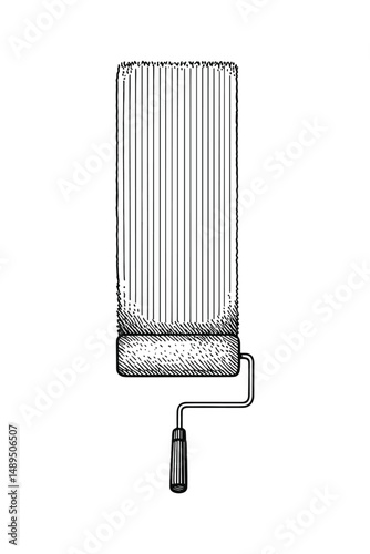 Isolated Paint Roller Illustration with Vertical Texture Lines
