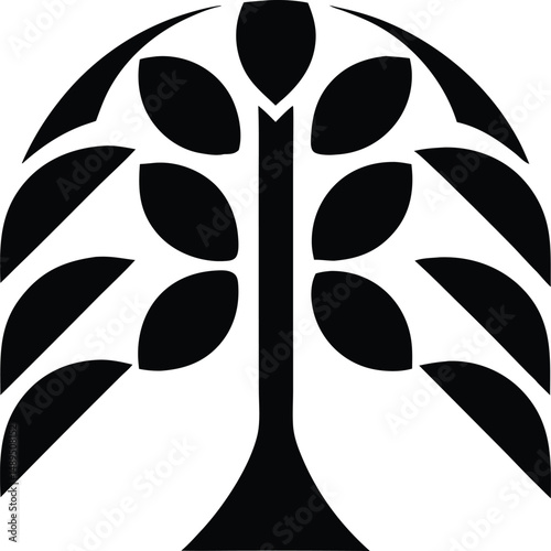 Elegant black silhouette of a graceful willow tree design