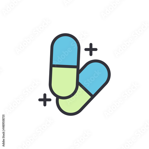 Colorful Capsule Illustration Depicting Health Wellness And Medical Treatment