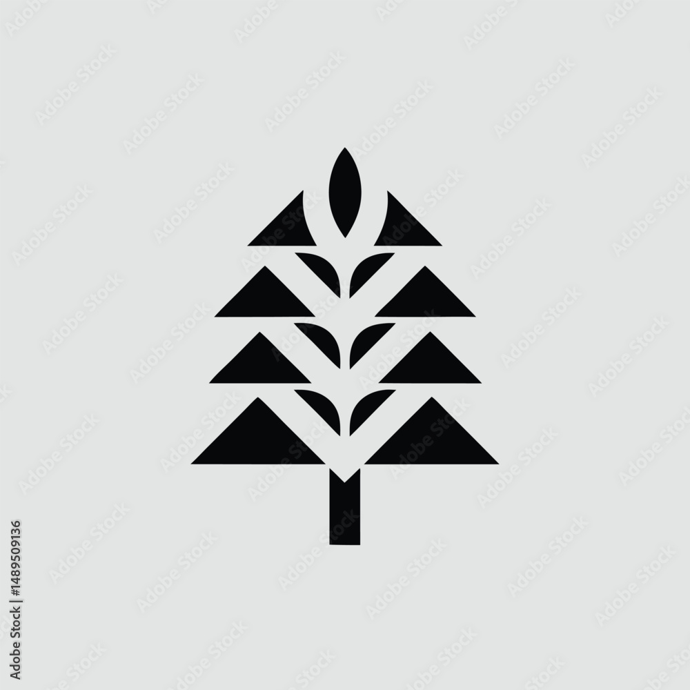 Fototapeta premium Geometric abstract tree symbol isolated on white background