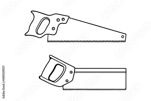 Two Hand Saws Illustrated with Sharp Teeth and Grip Handle