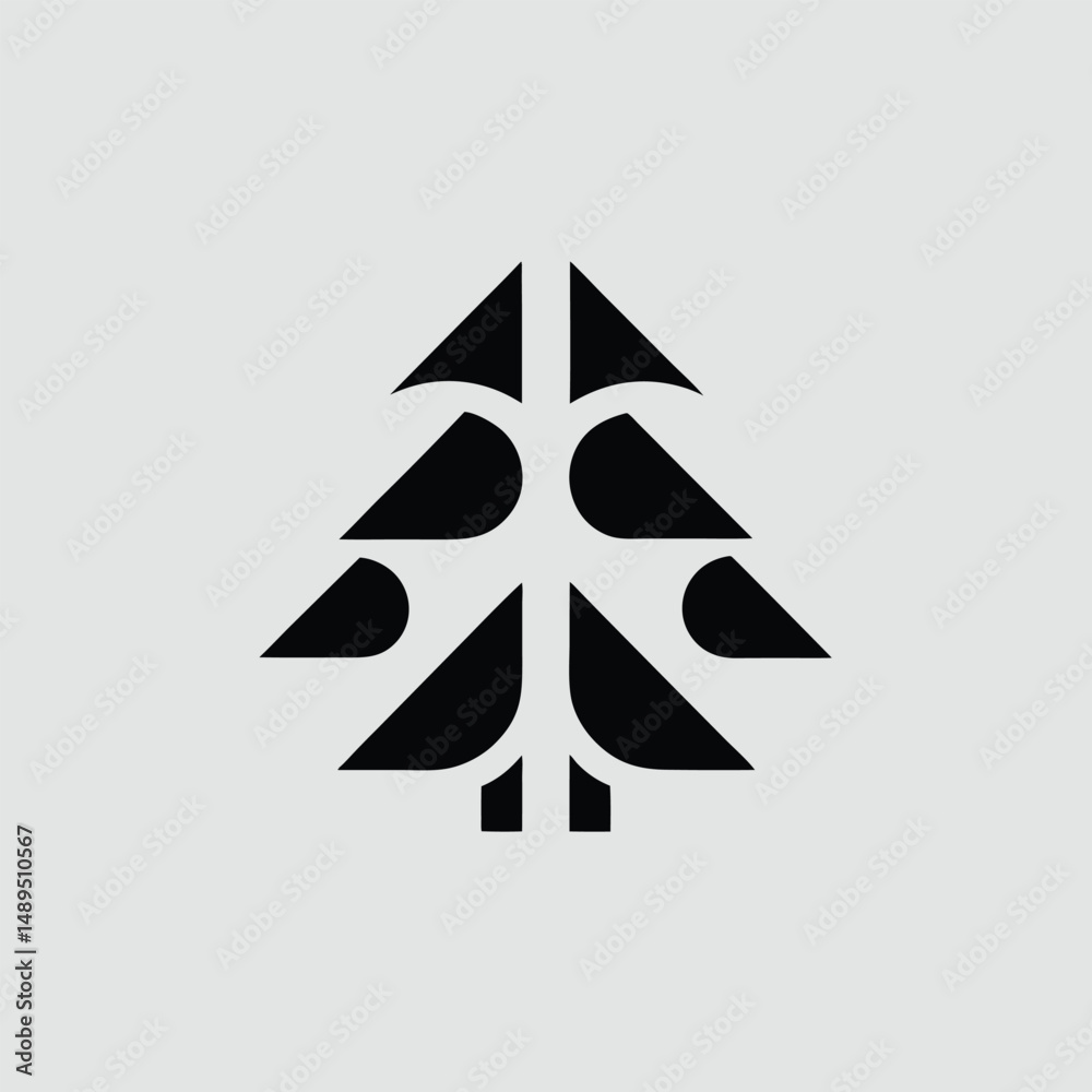 Obraz premium Abstract geometric tree icon design on a light background