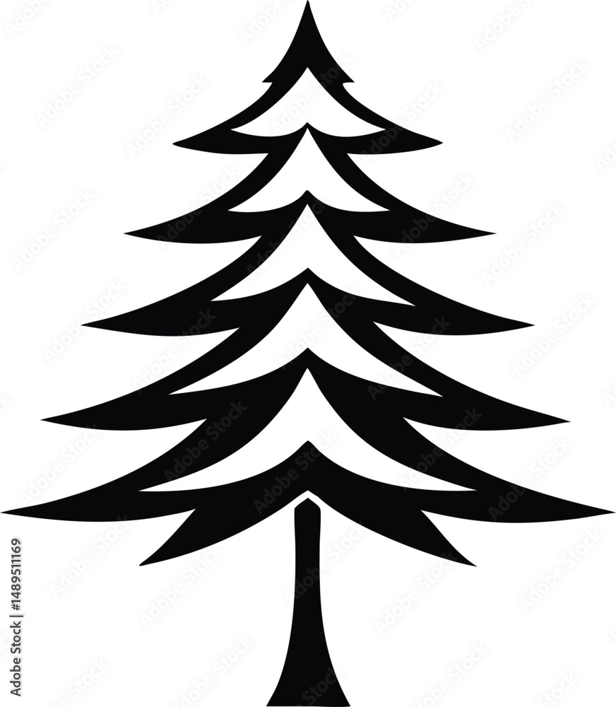 Obraz premium Elegant black pine tree logo vector design with transparency
