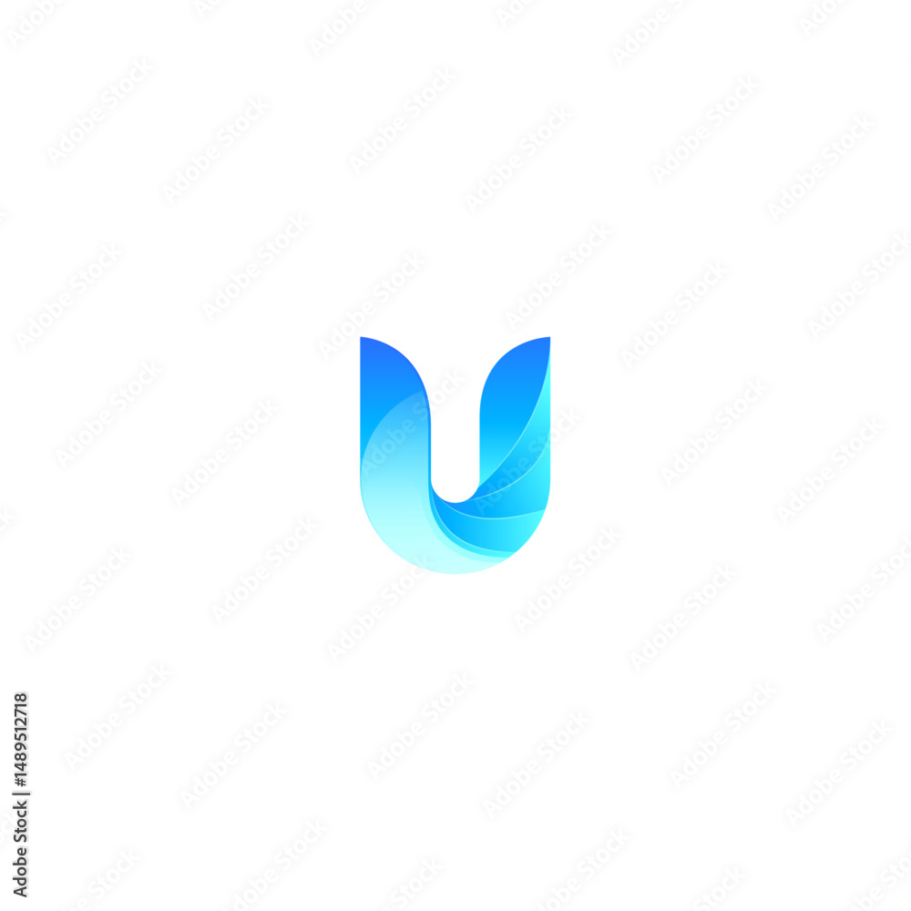 Fototapeta premium blue letter u monogram logo