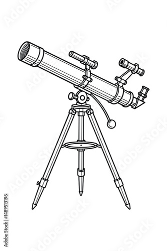 Detailed illustration of a telescope used for observing stars