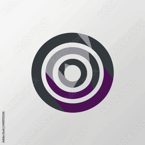 Geometric target logo in grayscale and vibrant violet