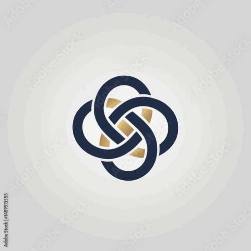 Interlocking Circles Logo: Blue and Gold Knot Design