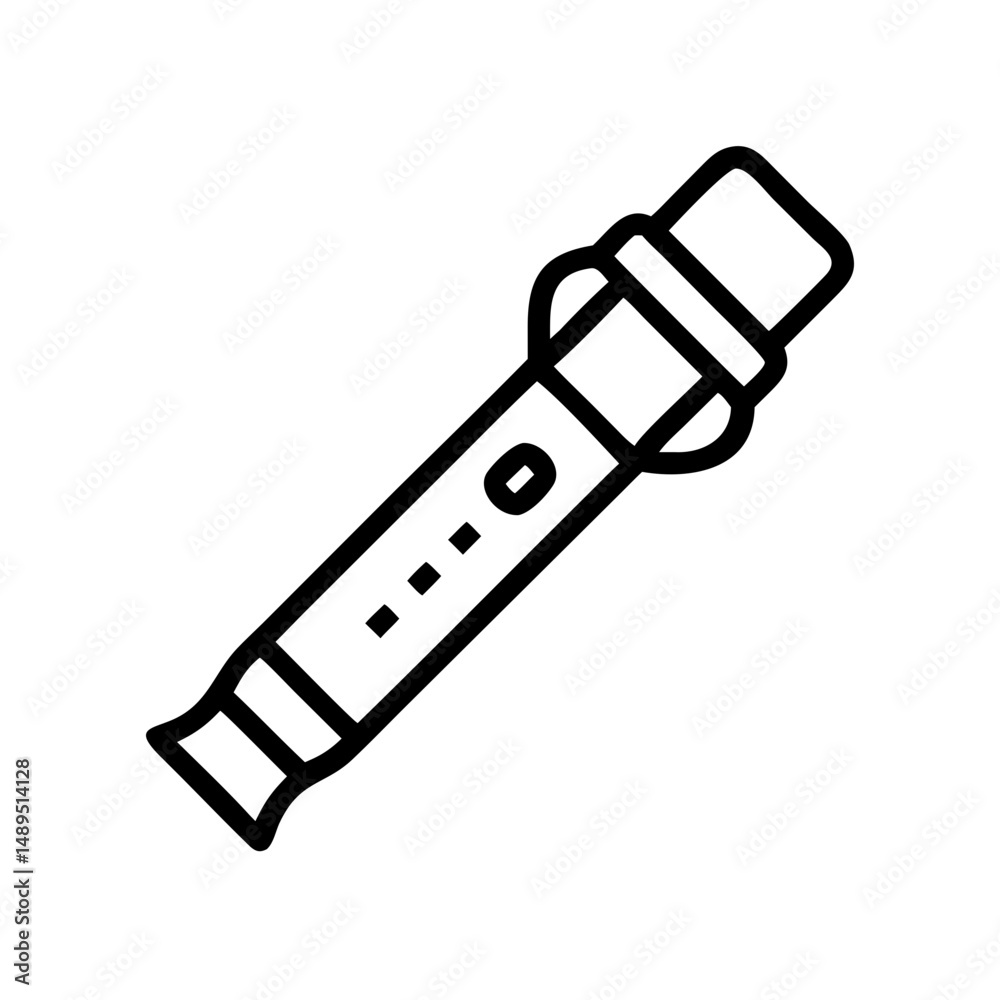 Recorder instrument in minimalist design with simple lines Recorder instrument in minimalist design with simple lines