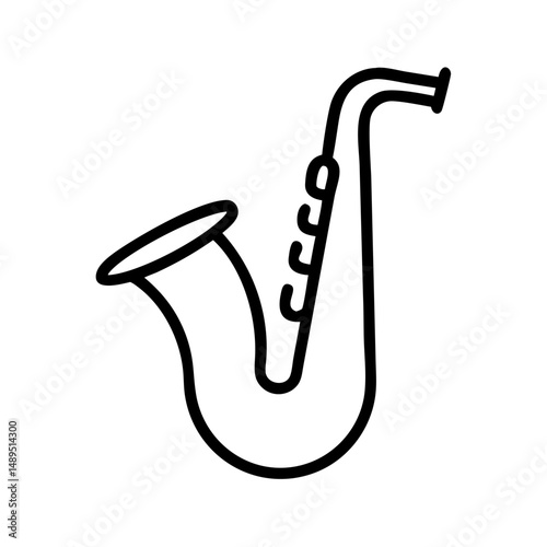 Outline of a saxophone in minimalist black design concept of Music  