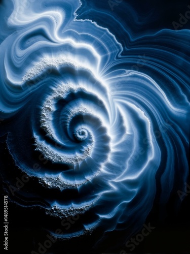 A photograph of blue swirls and waves.