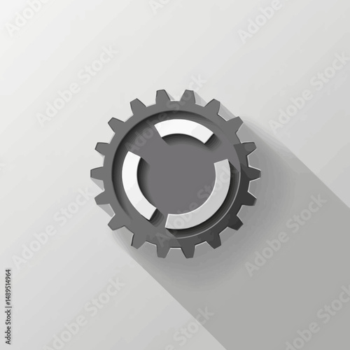 Gear with Arrows, Gray Background