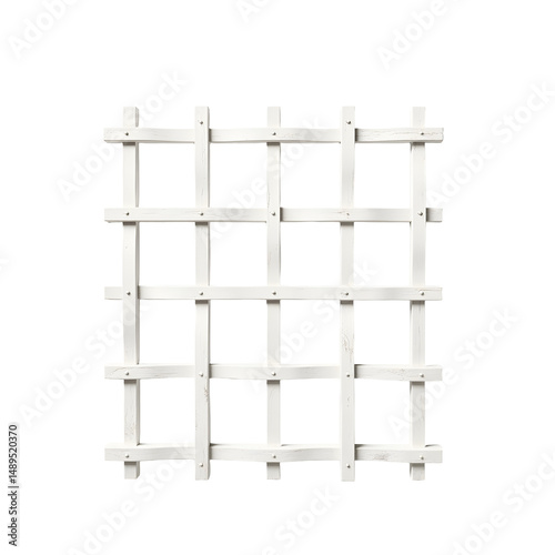 Rustic charm, A white wooden trellis against a clean aesthetic, perfect for climbing plants in gardens or interior decoration photo