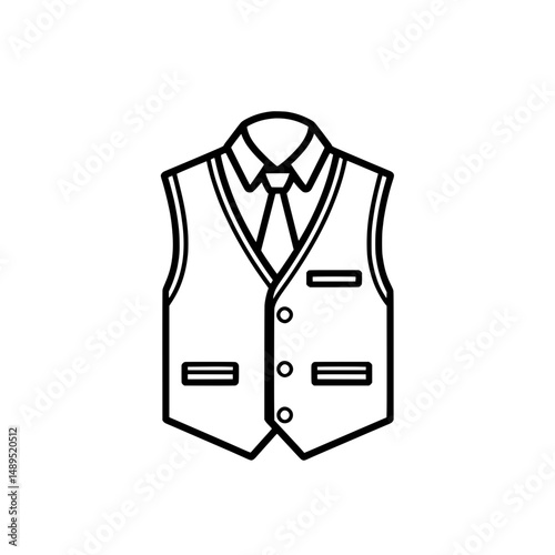 Outlined formal vest icon for menswear fashion, clothing branding, and professional uniform design