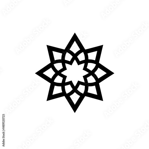 Abstract geometric starflower icon for decorative pattern designs, textile prints, and ornamental illustrations