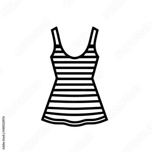 Vertical striped sleeveless dress icon for beachwear, fashion design, and women’s clothing graphics