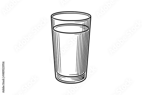 Clear Liquid Refreshment: A Detailed Water Glass Illustration