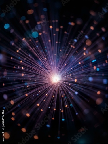 A series of colorful light rays in blue and pink colors.