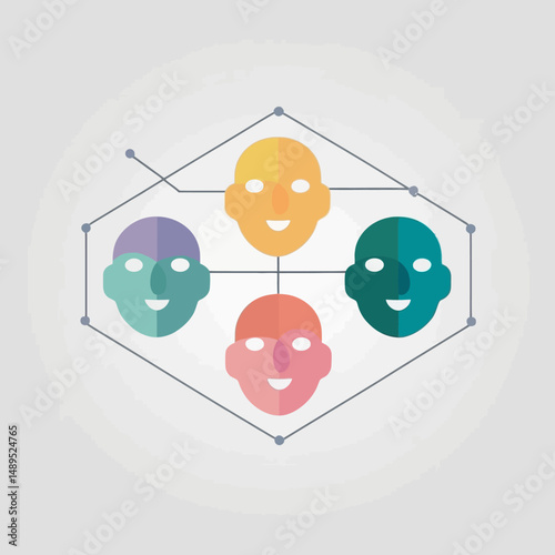 Network of Colorful Faces