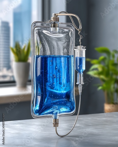 Clean transparent medical bag on surface high resolution picture