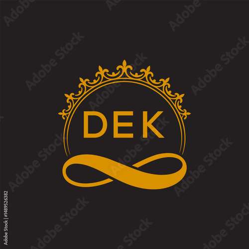 Initial DEK Letter Linked Logo for business and company identity. Modern DEK Letter Logo Vector Template with modern trendy golden logo.
