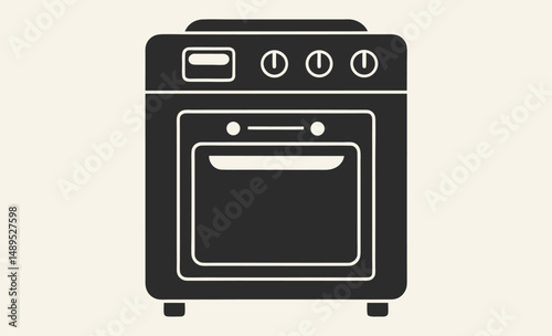 Oven silhouette icon, Kitchen oven vector, Cooking appliance graphic, Black oven illustration