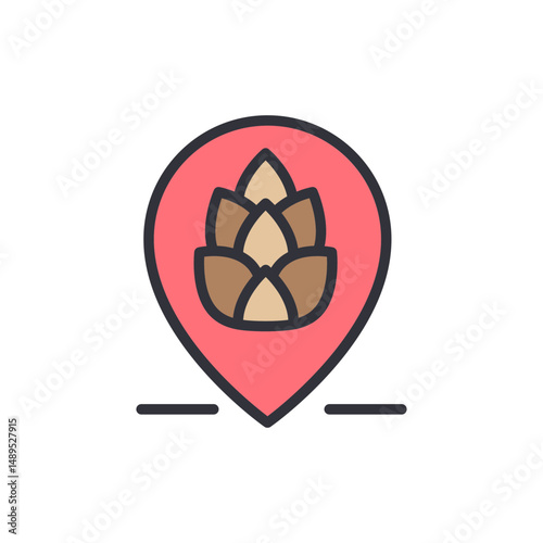 Hop Location Pin Pointing Out The Position Of Craft Beer Brewery
