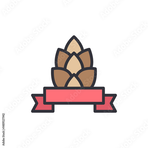 Stylish Hop Cone Graphic Emblem For Brewing And Agricultural Concepts