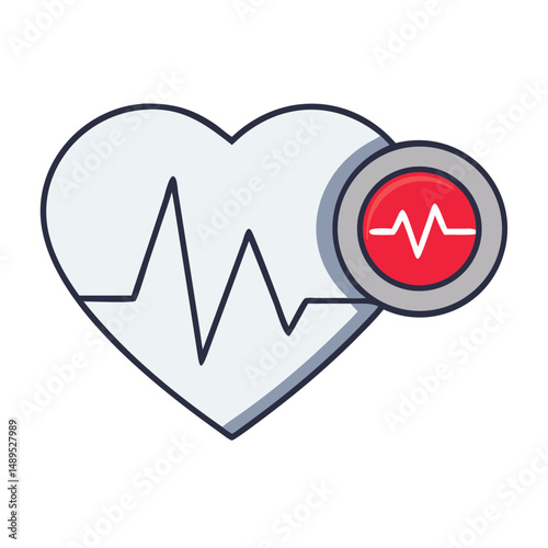 Heart icon with heartbeat line and red pulse indicator  