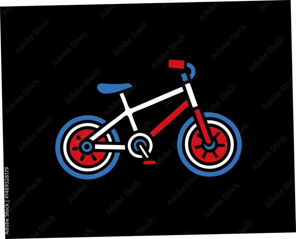 Fototapeta premium Colorful bicycle illustration on black background 