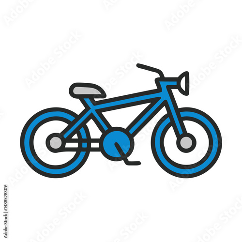 Blue bicycle icon in modern flat design style on white background  