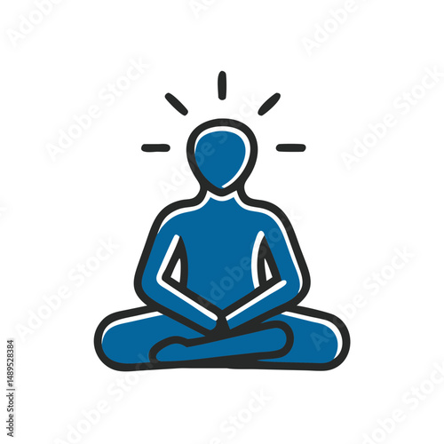 Person meditating in a cross-legged position with aura effect  