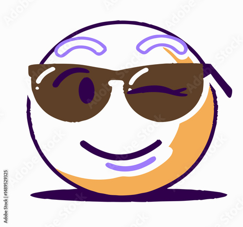 Cool Emoji Face with Sunglasses Winking