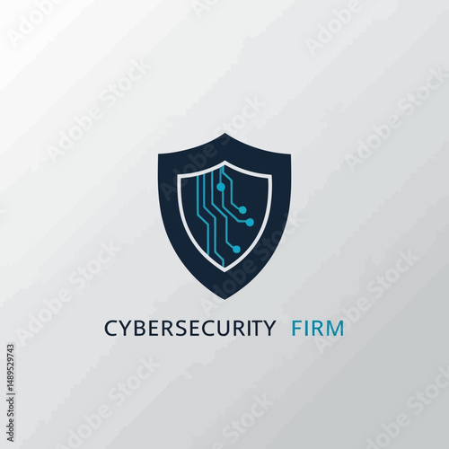 Cyber Security Shield Blue Lines Illustration