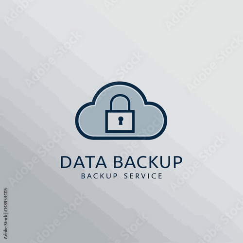Cloud padlock graphic element secure data backup service
