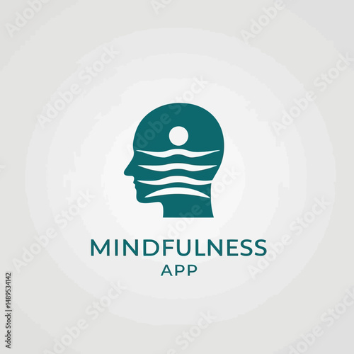 Teal Head Silhouette Sun Waves Mindfulness App