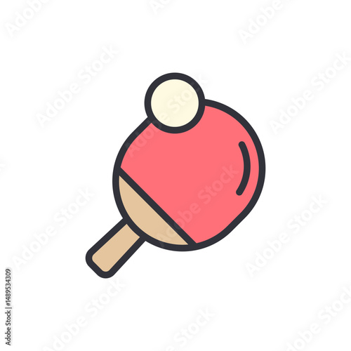 Stylized Table Tennis Equipment Vector Icon For Sporting Concepts