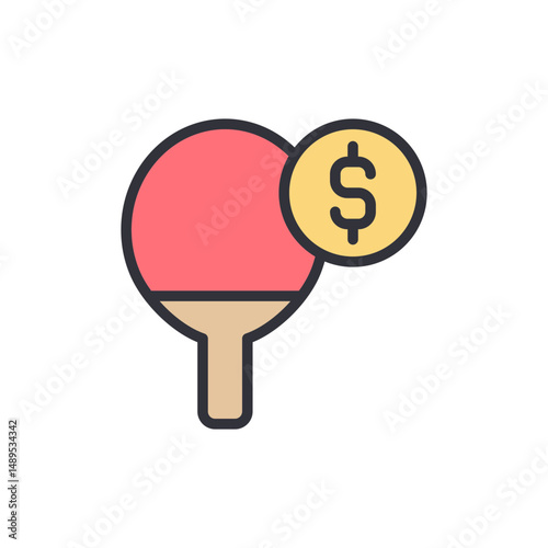 Ping Pong Paddle With A Dollar Sign Representing Investment Strategy