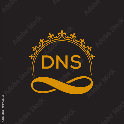 Initial DNS Letter Linked Logo for business and company identity. Modern DNS Letter Logo Vector Template with modern trendy golden logo.
