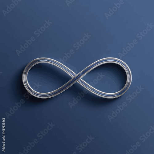 Metal infinity symbol on dark blue background