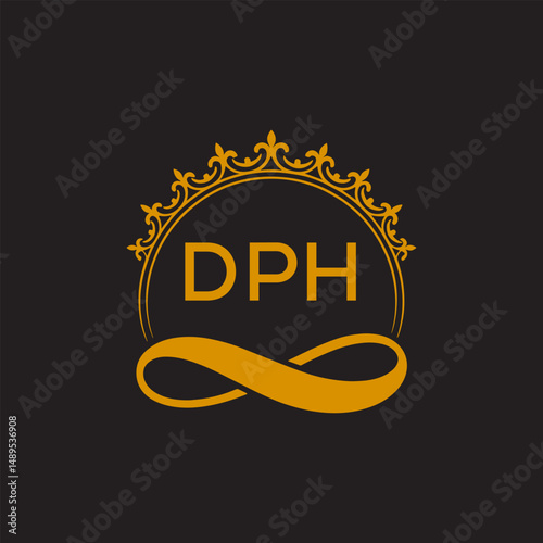 Initial DPH Letter Linked Logo for business and company identity. Modern DPH Letter Logo Vector Template with modern trendy golden logo.
