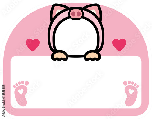 Cute Pig Costume Name Tag Template for Baby Showers or Kids Events